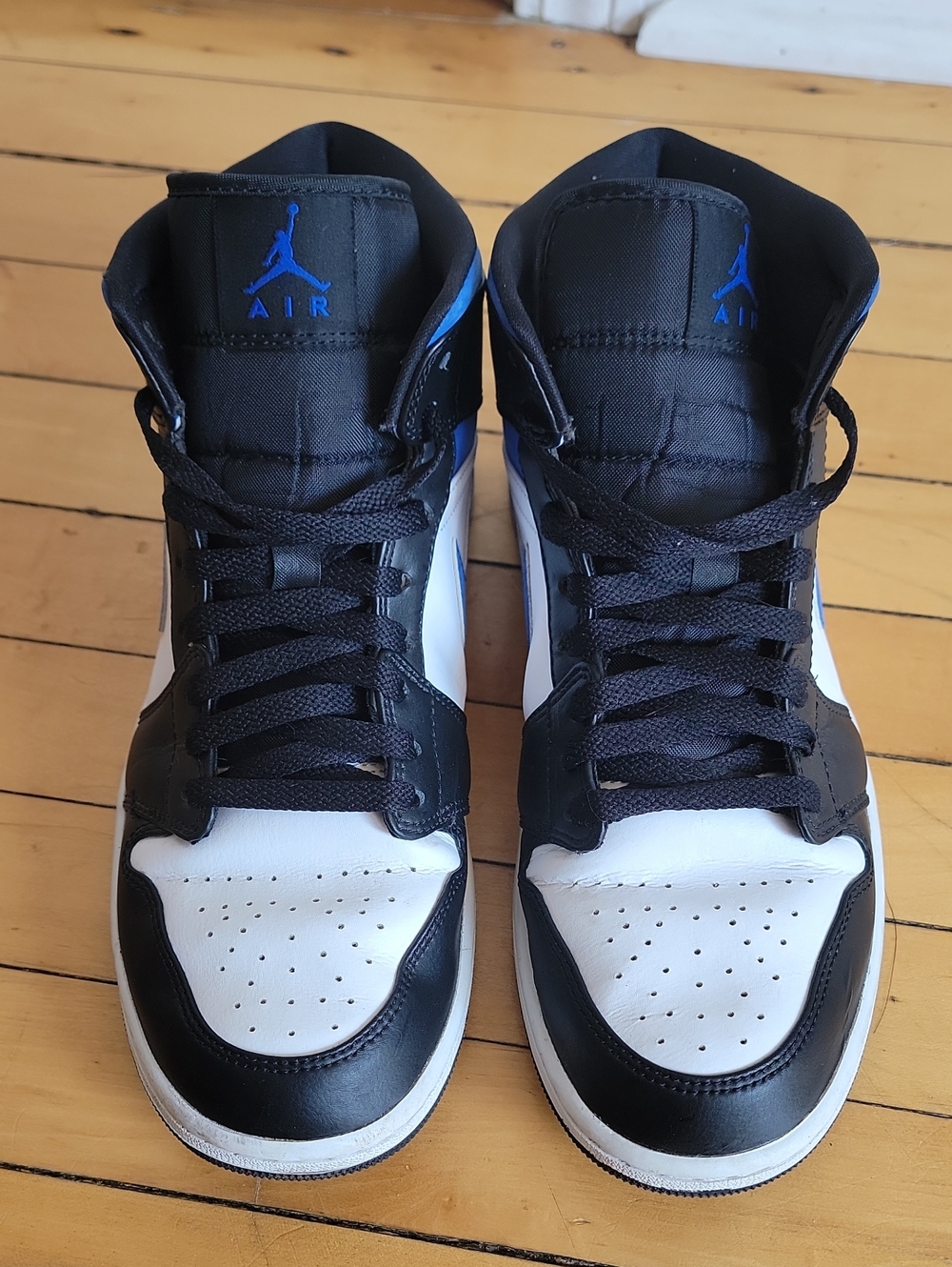 Air Jordan 1 Mid Racer Blue Black White Sneakers Men's Size 10 - Picture 2 of 7